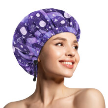 1 PCS Shower Cap, Double Layer & Adjustable Bathing Cap for Shower, Extra Large Reusable Hair Cap for Women, Waterproof Exterior & EVA Lining, Oversiz