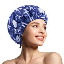 1 PCS Shower Cap, Double Layer & Adjustable Bathing Cap for Shower, Extra Large Reusable Hair Cap for Women, Waterproof Exterior & EVA Lining, Oversiz