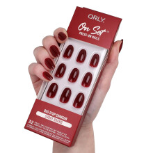 ORLY Press On Nails | Almond, Square, French Tip, Short, Long Designs (Bus Stop Crimson Red (Short Round))