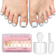 NOVO OVO Kort Tå Nageltips Tryck på Tånaglar - 224Pcs Ren Färg Vit Skarp Fyrkant