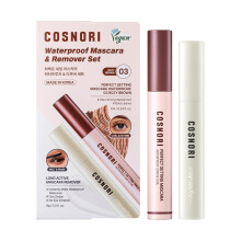 COSNORI Waterproof Mascara & Remover Set 03 Rosy Brown - Ultra-Strong Waterproof Mascara with Gentle Eye Makeup Remover, Smudge-Proof & Easy Cleansing