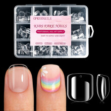 OPkssnails Extra Kort Kid Nageltips, 504Pcs Mjuka Gel Nageltips För Barn, Klara Acryl Halvmatt Full Cover Naglar