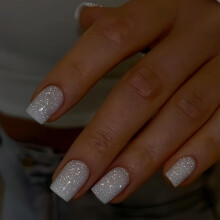 SXVME 30 Stück Glitzer Katzenaugen Press on Nägel Kurz Quadrat - Starke kurze Fake Nails Acrylnägel, Soft Gel Klebnägel