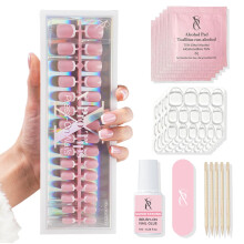 SXC Cosmetics Uñas Postizas - 003 Pink Whisper | X5 Serie Signature - Tips X-Pro XS Cuadrados, 150 Piezas