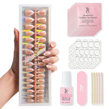 SXC Cosmetics Uñas Postizas - 005 French Vainilla | X5 Serie Signature - Uñas Cortas Almendra X-Pro, Calidad de Salón