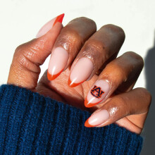Glamnetic x Fanatics Press-On Nails - Auburn Tigers | Kurze Mandel-Fake-Nägel, Tigerorange French Tips, College-Nägel | 15