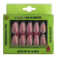 PaintLab Press On Nails - Pink Mermaid Muschel Kurze Mandelform, 30 Nägel in 15 Größen mit Kleber