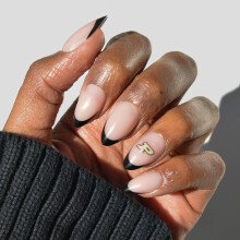 Glamnetic x Fanatics Press On Nails - Purdue Boilermakers | Korte Amandel Nepnagels, Collegiate Boilermakers Zwarte Franse Tips