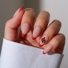 Fanatics x Glamnetic Persoonlijke Nagels - University of Louisville Cardinals | Korte Amandel Nepnagels, Rode Franse Tips
