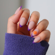 Glamnetic x Fanatics Press On Nails - Clemson Tigers | Korte Amandel Neppnagels, Tiger Paars Franse Tips