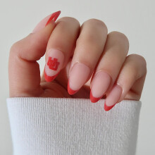 Glamnetic x Fanatics Press-On Nails - Utah Utes | Kurze Mandel-Fake-Nägel, Utes Rot French Tips | 15 Größen