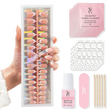SXC Cosmetics Press On Nails - 008 Timeless French | X5 Signature Series - Kurze Mandel X-Pro Tipps