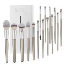 15 Pcs Veganska Makeupborstar Set för Foundation, Concealers, Blush, Ögonskugga