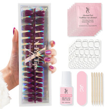 SXC Cosmetics Press On Nails - 013 Velvet Plum | X5 Signature Series - XS Almond X-Pro Tips