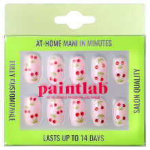 PaintLab Press On Nails - Fruit Cherry Bomb II Oval Fake Nails, 30 Nägel in 15 Größen mit Kleber