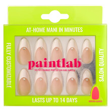 PaintLab Press On Nails - Französische Spitze 3D Diamant Mandel-Kunstnägel, 30 Nägel in 15 Größen mit Kleber