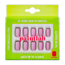 PaintLab Unghie Finte - Unghie Corte Quadrate Rosa Chrome, 30 Unghie in 15 Misure con Colla