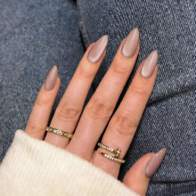 SXVME 30 Stück Glitzer Katzenaugen Press-On Nägel Almond Medium - Nude Pink Kunstnägel