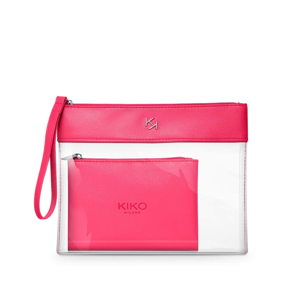 KIKO Milano Transparent Beauty Case - Shade 002 Fuchsia | Clear Beauty Case | Inner Pouch - Image 3