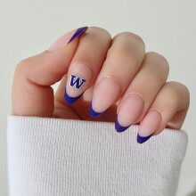 Glamnetic x Fanatics Press On Nails - Washington Huskies | Kurze Mandel-Fake Nails, Huskies Lila French Tips