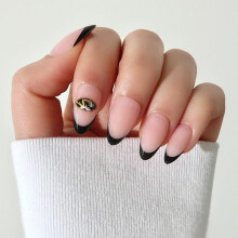 Glamnetic x Fanatics Press On Nails - Missouri Tigers | Kurze Mandel-Fake-Nägel, Schwarze French Tips, Salon-Qualität | 1