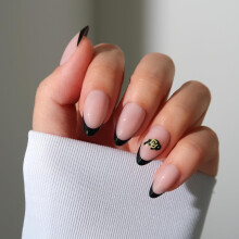 Glamnetic x Fanatics Press On Nails - Colorado Buffaloes | Korte Amandel Nepnagels, Collegiate Buffaloes Zwarte Franse Tips