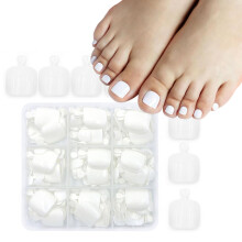 216 Piezas Uñas Postizas Blancas para Pies, Uñas Acrílicas Glossy, Uñas Artificiales para Mujeres