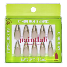 PaintLab Press On Nails - Gouden Chrome Stiletto Nepnagels, 30 Stuks in 15 Maten met Lijm