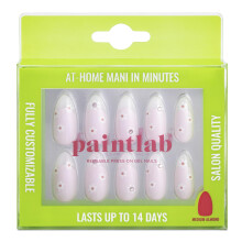 PaintLab Press On Nails - Dainty Daisy 3D Roze Franse Punt, Amandel Valse Nagels, 30 Nagels in 15 Maten met Lijm