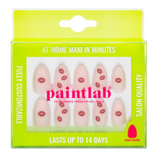 PaintLab Press On Nails - Cupid's Kiss Lips Korte Amandel Nepnagels, 30 Nagels in 15 Maten met Lijm