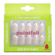 PinturaLab Uñas Postizas - Belle Bows 3D Perla French Tip Almendra Cortas, 30 Uñas en 15 Tamaños con Pegamento