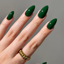 JONKASIPA Druk Nagels (Korte) - Donkergroene Franse Valse Nagels, Herbruikbare Stick-On Nagels