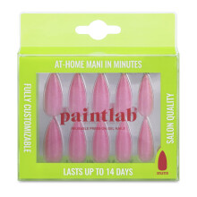PinturaLab Uñas Postizas - Uñas de Glitter Rosa Stiletto, 30 Uñas en 15 Tamaños con Pegamento, Reutilizables