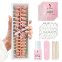 SXC Cosmetics Press-On Nails - 006 Golden Touch | X5 Signature Series - Short Almond X-Pro Tips