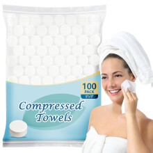 AIDEA Compressed Towels, Mini Portable Coin Face Towels, 100pcs Disposable Compressed Tissues for Travel, Camping, Home and Outdoor Activities