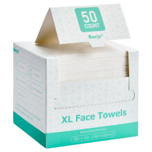 Borje Face Towels XL, Disposable Face Towel 10" x 12", 50 Count, 100% USDA Biobased Facial Towelettes, Ultra Soft & Thick Makeup Remover Dry Wipes for