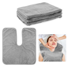 Bagentry 4 Pieces Light Gray U-Shaped Facial Towels for Estheticians Massage, Coral Fleece Split Design Microfiber Face Cloth, Professional Spa Towels
