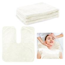 Bagentry 4 Pieces White U-Shaped Facial Towels for Estheticians Massage, Coral Fleece Split Design Microfiber Face Cloth, Professional Spa Towels for