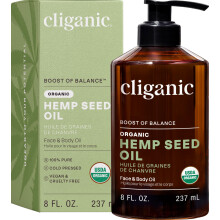 Cliganic Organic Hemp Seed Oil For Skin, Face & Hair - 100% Pure Cold Pressed Natural Unrefined