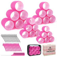 4 Größen Selbsthaftende Haarwickler Set mit Clips - 4 Größen für Lang, Kurz & Pony (25mm, 36mm, 48mm, 60mm)