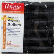 Annie Snap-On Magnetische Haarwickler, Medium 3/4 Zoll, 12 Stück, Schwarze Wickler für Locken & Wellen