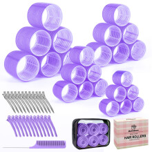 4 Größen Selbsthaftende Haarwickler Set mit Clips - 4 Größen für Langes, Kurzes Haar & Pony (25mm, 36mm, 48mm, 60mm)