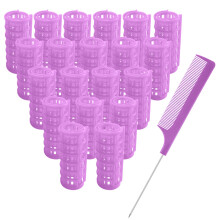 MOODKEY 20PCS Kunststoff-Haarwickler Set 2.5cm/1in Hitzefreie Wickler Selbsthaftende Rollers