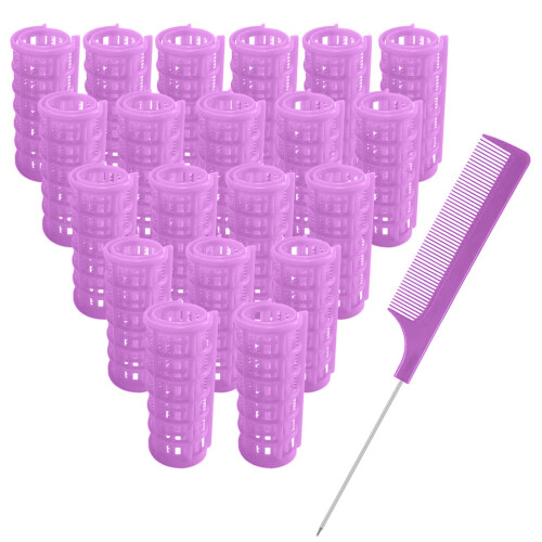 MOODKEY 20PCS Plastic Haarrollers Set 2.5cm/1in Hittevrije Rollers Haar Krullers Zelfklevende Rollers
