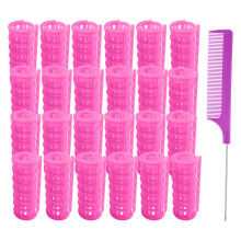 MOODKEY 24PCS Plastic Haarrollers Set 2.0cm/0.8in Hiteloze Rollers Zelfklevende Haarrollers