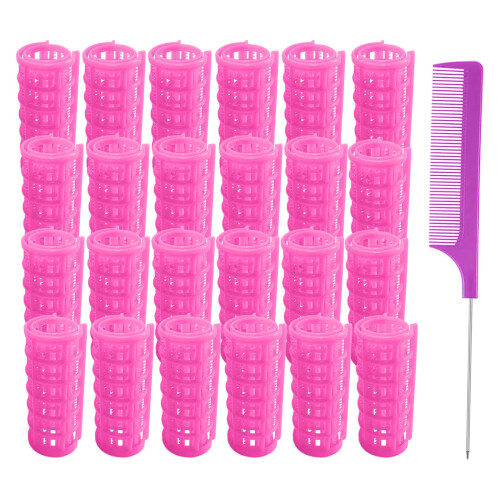 MOODKEY 24PCS Plastic Haarrollers Set 2.0cm/0.8in Hiteloze Rollers Zelfklevende Haarrollers