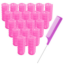 MOODKEY 20PCS Kunststoff-Haarwickler Set 2,5cm/1in Hitzefreie Wickler Selbsthaftende Rollers