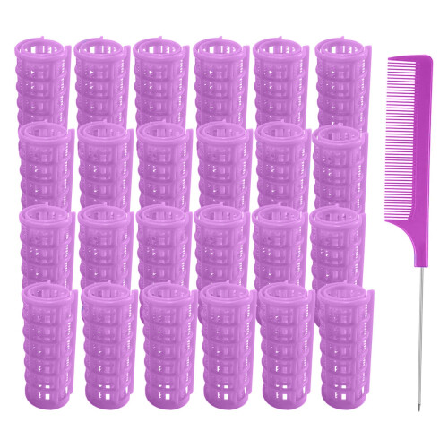MOODKEY 24PCS Plastic Haarrollers Set 2.0cm/0.8in Heatless Rollers Zelfklevende Rollers Haarstyling