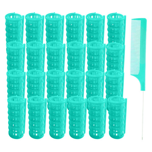 MOODKEY 24PCS Plastic Haarrollers Set 2.0cm/0.8in Hiteloze Rollers Zelfklevende Rollers