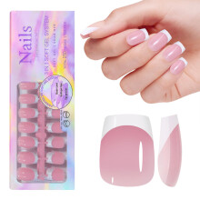 Franska Gel Nageltips, 150pcs Korta Fyrkantiga Naglar, 3 i 1 X-coat Primer & Baslack
